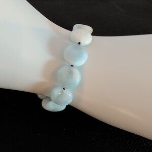 Marahlago Larimar Adjustable Bracelet With Light Blue Beads & Black Cord